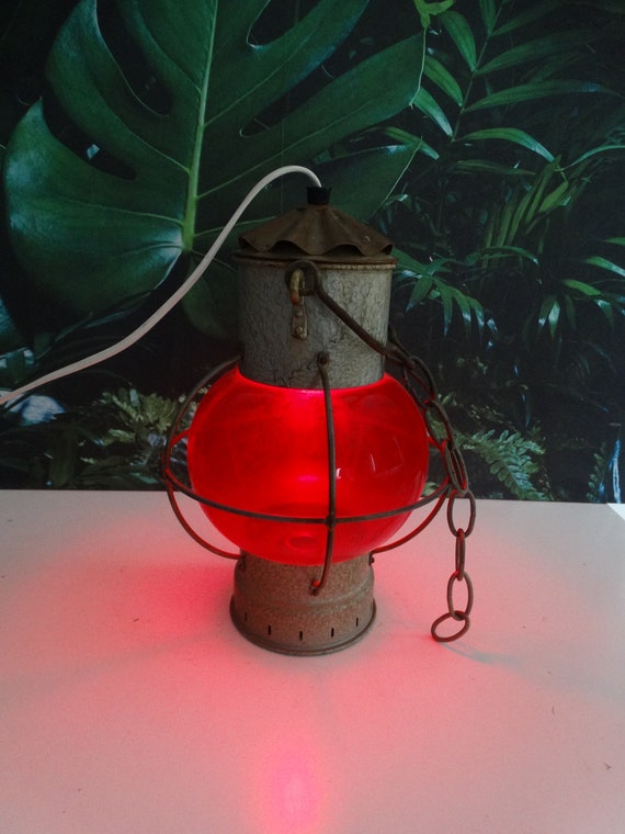Lebber vintage® - Vintage red illuminated ship lamp, maritime lighting!!