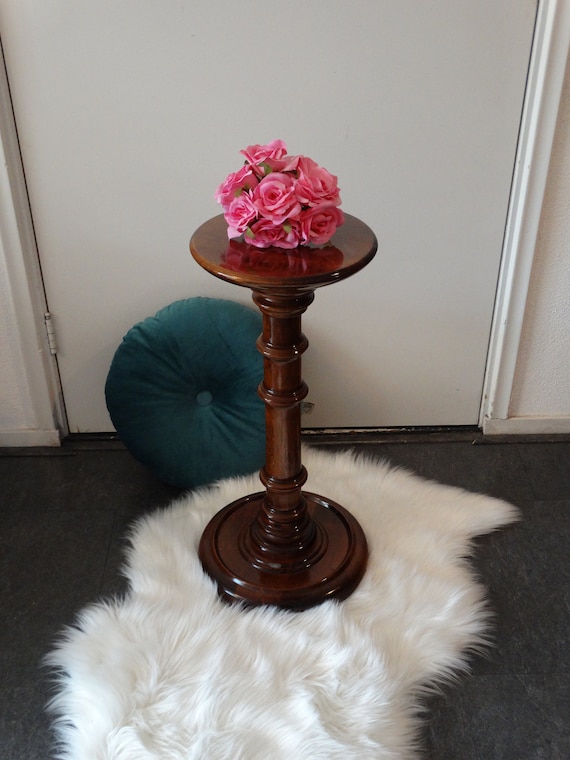 Lebber vintage® - Vintage oak side table, pedestal, plant table, book table.