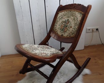 Lebber vintage® - ヴィンテージの木製ラタンロッキングチェア