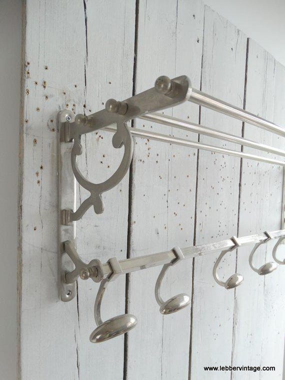 Lebber vintage® - Beautiful wagon coat rack made of nickel-plated metal, French train coat rack, art deco style practical and beautiful coat rack.1