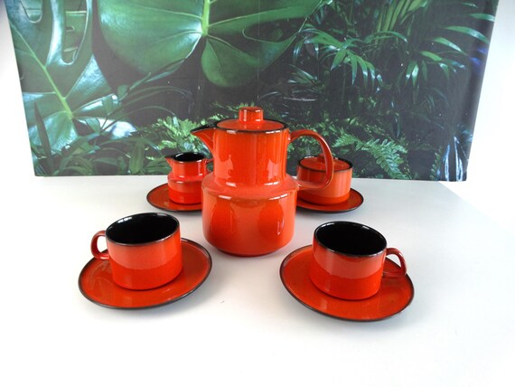 Lebber vintage® - Vintage Orange Melitta tea or coffee set, Melitta Germany ceramics, 1960s, mid century modern design.