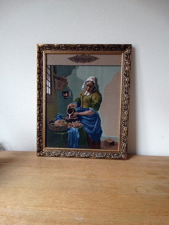 Lebber vintage® - Vermeer's milkmaid, embroidered by nurse!