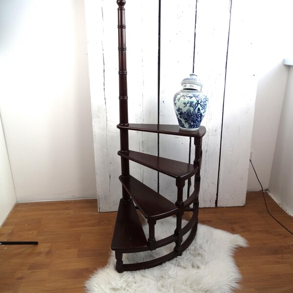 Lebber vintage® - Escalera de biblioteca de madera vintage, gran escalera de estantería en espiral de los años 50, estilo victoriano.