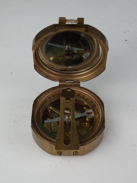 Lebber vintage® - Original vintage Stanley London magnetometer natural sine brass surveyors, miners, tunnelers.