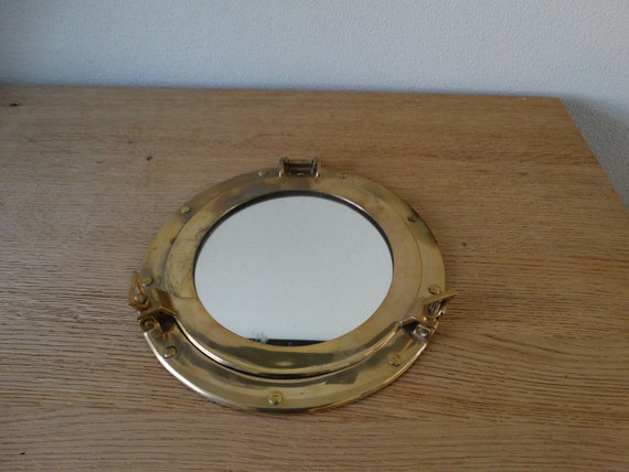 Lebber vintage® - Vintage Polished brass porthole mirror.