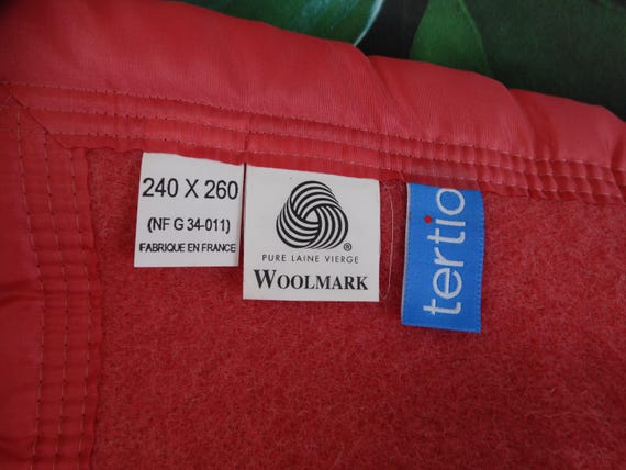 Lebber vintage® - Vintage wool blanket 100% pure new wool from the French Tertio factory 240 x 260 cm., Made in France.
