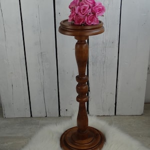 Lebber vintage® - Vintage oak side table, pedestal, plant table, book table.