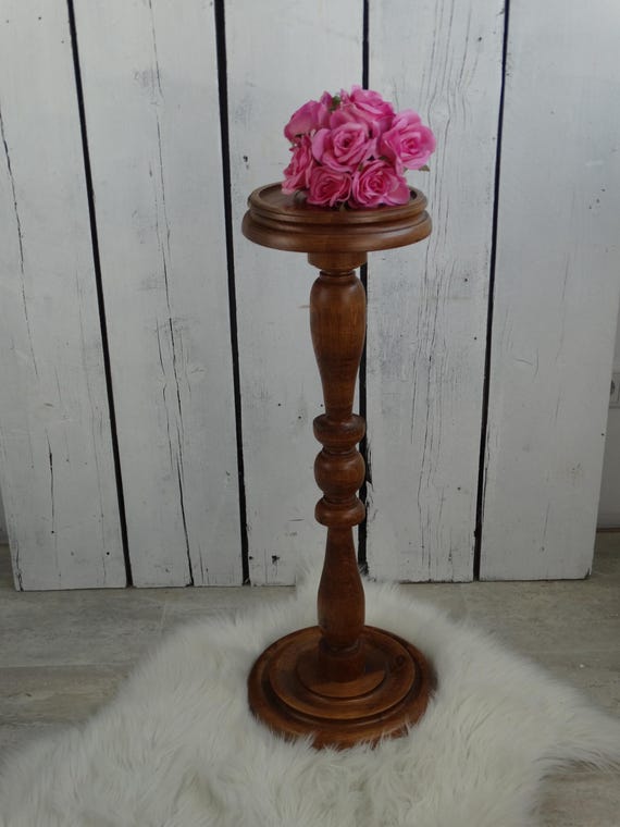 Lebber vintage® - Vintage oak side table, pedestal, plant table, book table.