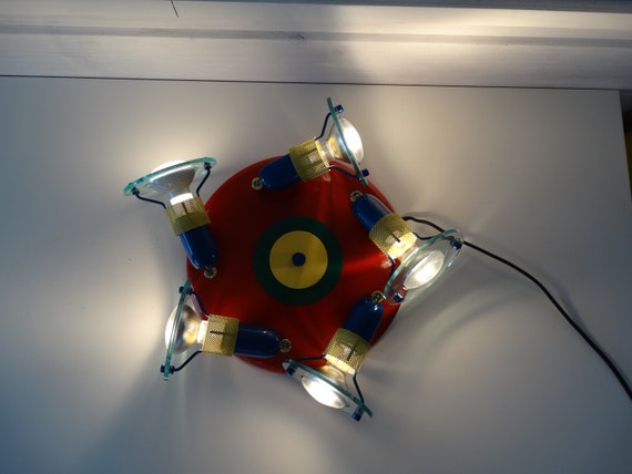 Lebber vintage® - Memphis style ceiling lamp, primary colors, yellow, red, blue, green