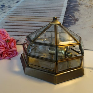 Lebber vintage® Vintage ceiling lamp - Stained glass - Facet cut glass.