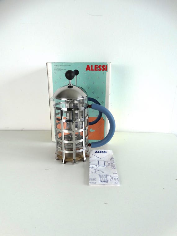 Lebber Vintage® - Vintage Alessi MG Italian press 8 cups/never used/Michael Graves MGPF 8 Italian coffee maker with original box.