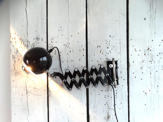 Lebber Vintage® - Vintage scissor lamp / accordion lamp. Black scissor lamp.