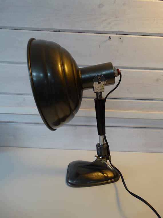 Lebber vintage® - 1950s Pifco Lamp Converted Heat Lamp Enamel Hinged Mushroom Work Light Desk Lamp Vintage Table Lamp