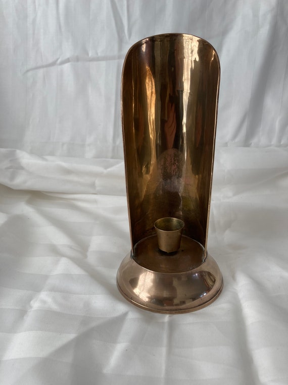 Antique copper walk candle holder. Around 1900.