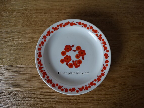 Lebber vintage® - Dinner plates Ø 24 cm acropal lotus. Made in France!