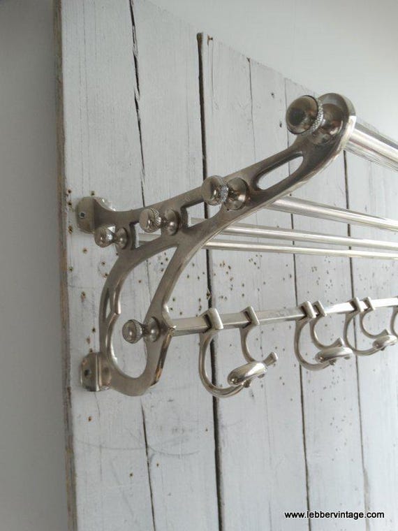 Lebber vintage® - Lebber vintage® - Beautiful wagon coat rack made of nickel-plated metal, French train coat rack, art deco style practical coat rack