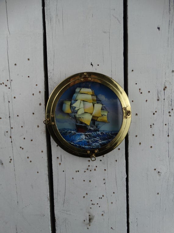 Lebber Vintage® - Sailing ship diorama, sailing ship in porthole. 1990s
