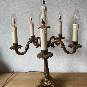 Antique copper 6 poor candlestick from the 60s of last century! XXXL 60 cm with beautiful lamp candles.