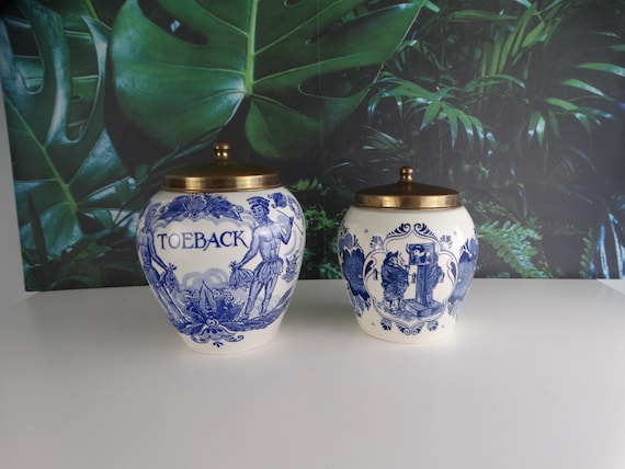 Lebber vintage® - Tobacco jar from around 1950! Toeback Goedewagen Holland. Van Rossum's toeback anno 1750/