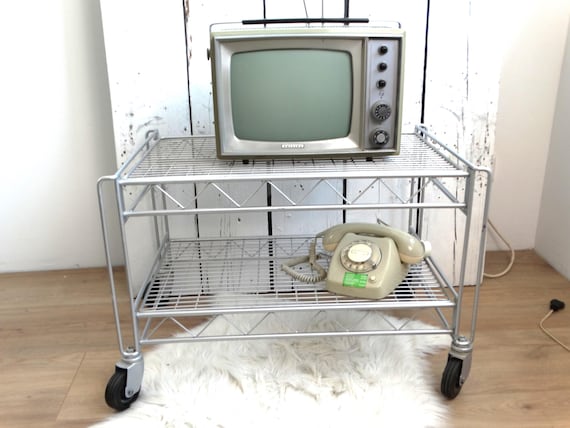 Lebber vintage® - Vintage industrial steel TV trolley, stereo trolley, printer trolley, book trolley. Sturdily made.