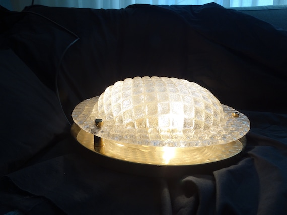 Lebber vintage® - Fischer Leuchten Waffle Glass Flush Mount. Germany.