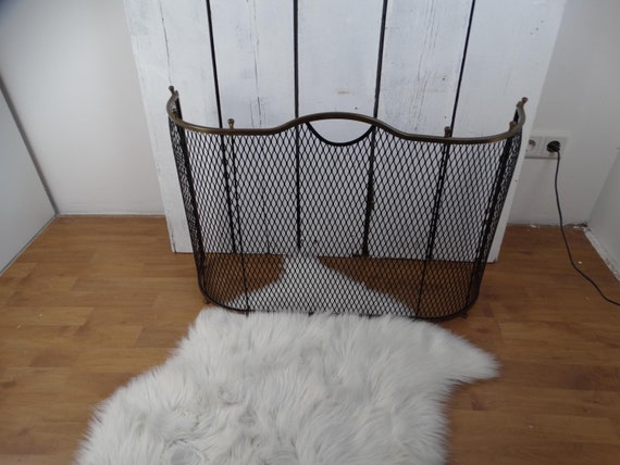 Lebber vintage® - Victorian curved fire screen with brass and iron.