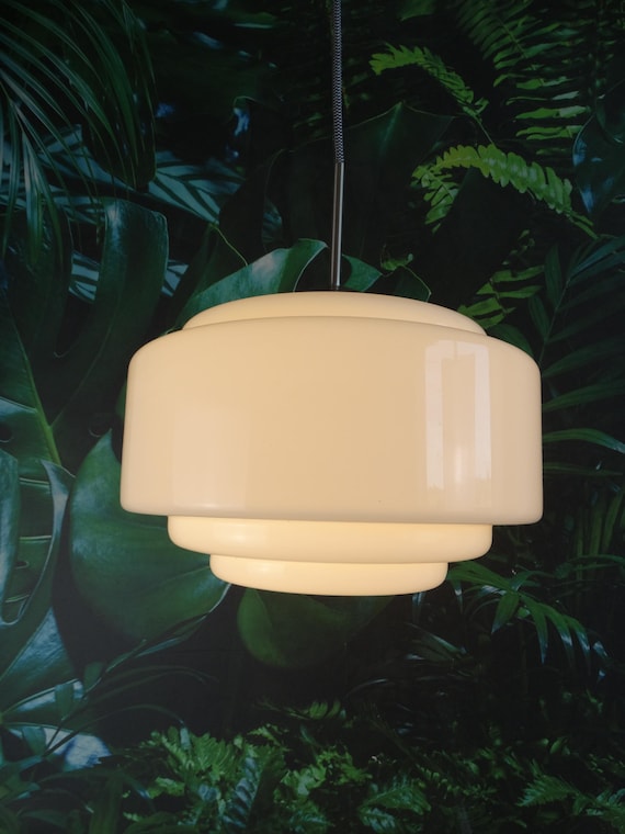 Lebber vintage® - Gispen style hanging lamp, metal with frosted glass.