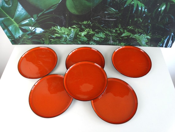 Lebber vintage® - Vintage Melitta Germany orange breakfast plates or pastry plates. 1960s. 6 Pieces.