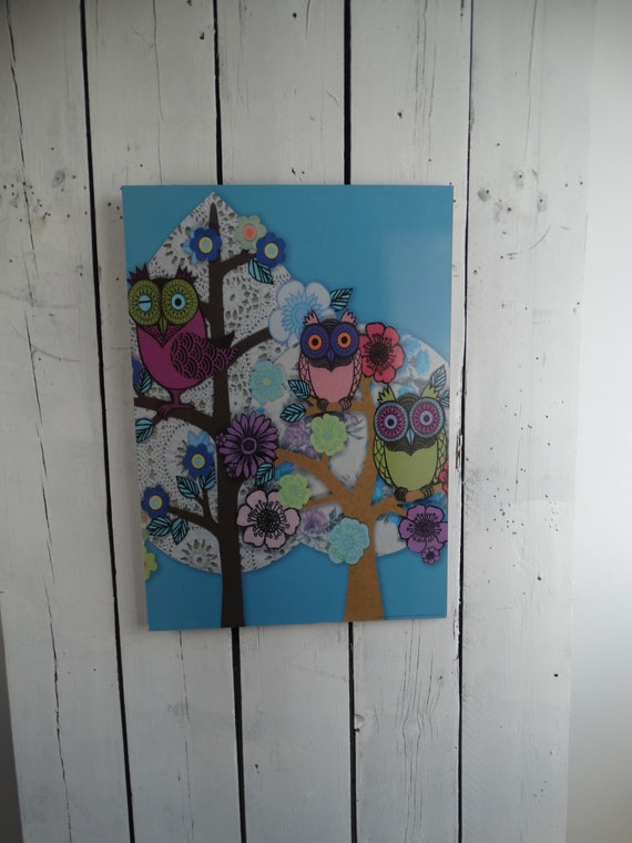 NOS Vintage IKEA Poster / Ikea Solmyra Owl Party by Helen Musselwhite / 1999 Poster / Wall Paper / Pop Art / Print On Board / 90s Decor