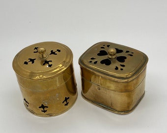 Vintage copper trinket box, pot pourribox, canister, set.