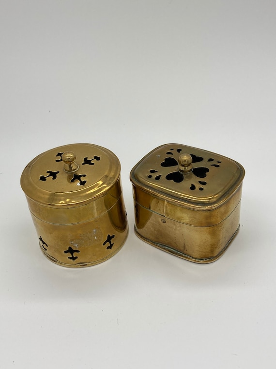 Vintage copper trinket box, pot pourribox, canister, set.