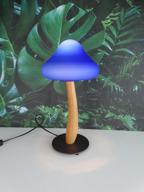 Lebber vintage® - Vintage mushroom lamp, by Happy Light. Blue glass.