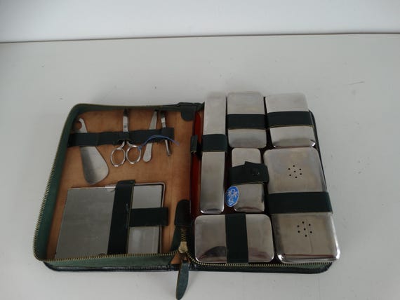 Lebber vintage® - Travel case Make-up bag Man Woman travel set from the 60s Vintage toiletry bag Make-up bag gift for him bathroom decor