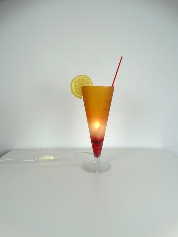 Lebber vintage® - Vintage 90s XXL cocktail lamp with orange light | Original retro decor | Rare mood lighting, gift idea