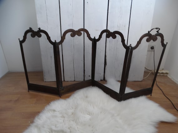 Lebber vintage® - Antique copper fireplace screen, fireplace accessories, vintage fireplace decor. Foldable fireplace screen!