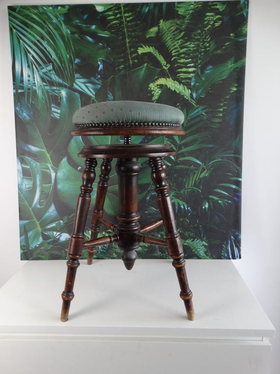 Lebber vintage® - Screw stool. Piano stool, height adjustable stool! With authentic fabric.