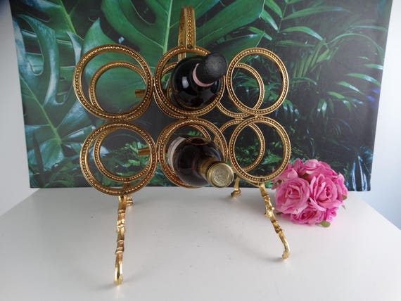 Lebber vintage® - Vintage Wine rack for 6 bottles, beautiful golden rack! 1970s