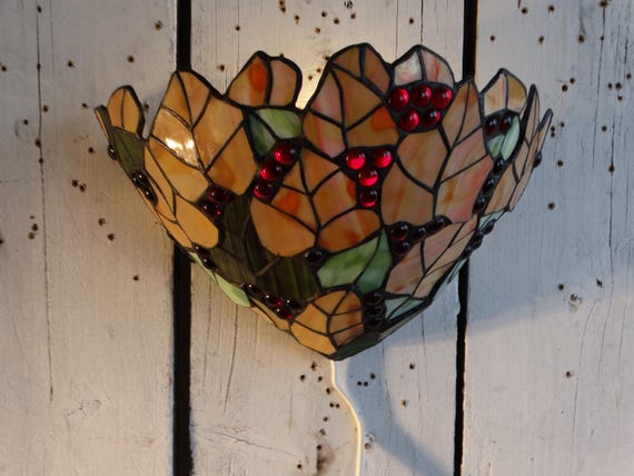 Lebber vintage® - Vintage Tiffany wall lamp with glass beads. 1980s
