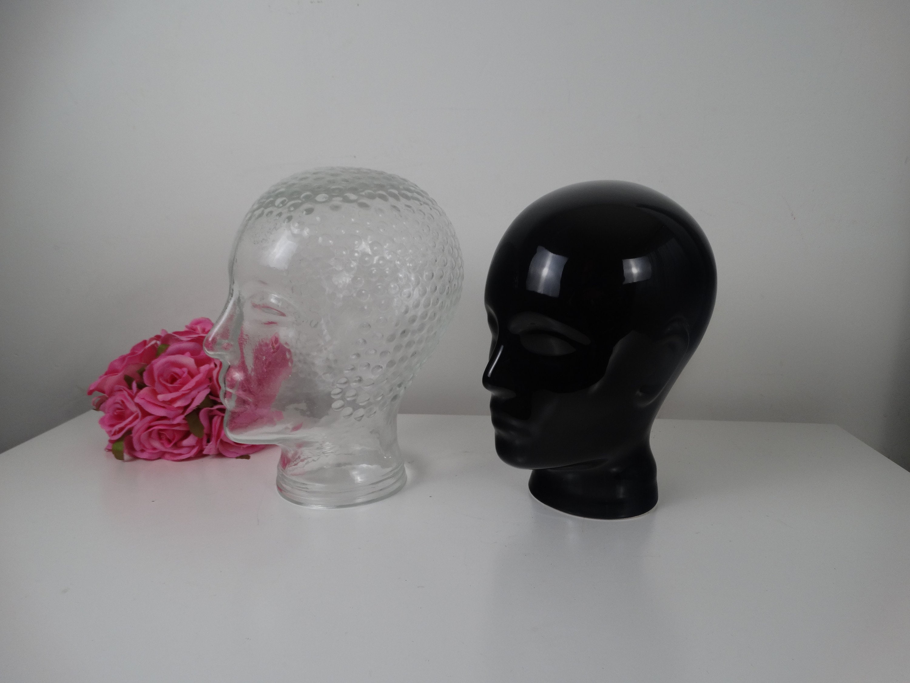 Great Pressed glass mannequin head sculpture 60/70s