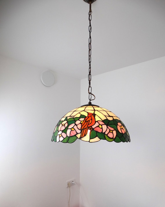 Lebber vintage® - Vintage Tiffany pendant lamp with bird.
