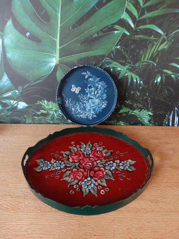 Lebber vintage® - Hindeloopen hand-painted tray, folk art tray, hand-painted tray, Frisian tray, Hindeloopen tray, Vintage Friesland