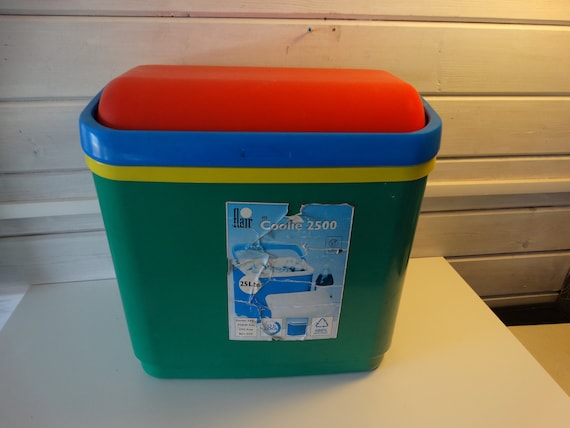 Lebber vintage® - Memphis milano style, cool box - Picnic box - Primary Colors - Vintage storage box - Flair Plastics - Netherlands