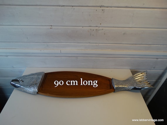 Lebber vintage® - Vintage fish serving board with fish head and fish tail made of cast aluminum! XXL 90 cm