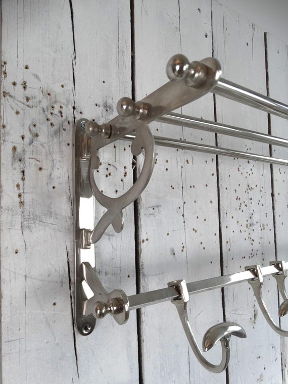 Lebber vintage® - Beautiful wagon coat rack made of nickel-plated metal, French train coat rack, art deco style practical and beautiful coat rack