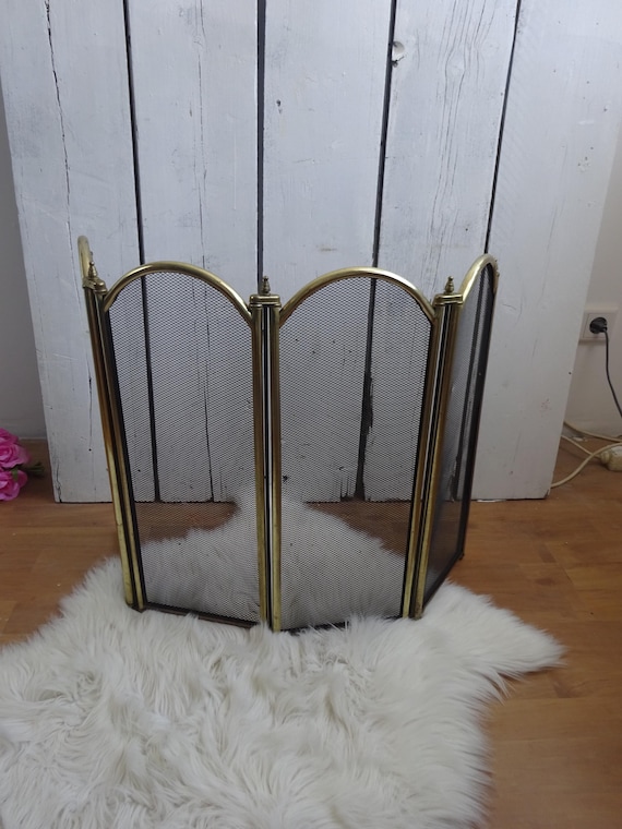 Lebber vintage® - Beautiful Victorian style, Antique style fireplace screen / firewall - gold brass foldable 4 screen.