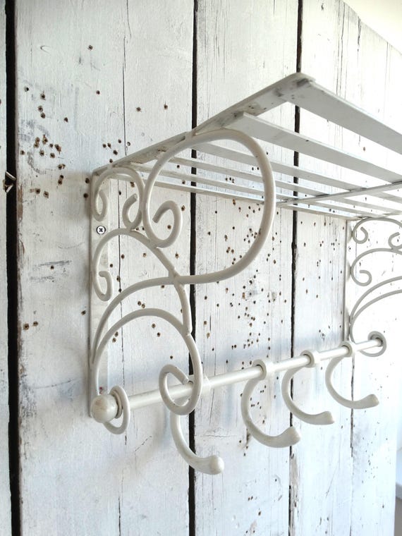 Lebber vintage® - Beautiful wagon coat rack made of white painted metal, French train coat rack, art deco style practical and beautiful coat rack