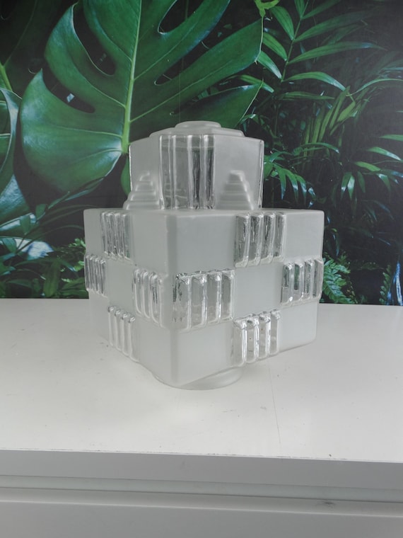 Lebber vintage® - Sky scraper lampshade, Art Deco lampshade. Glass.