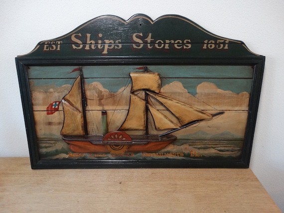 Lebber vintage® - Wooden relief (3D) billboard / Nautical theme / Vintage decorative object / Wall decoration / Advertising object, sign