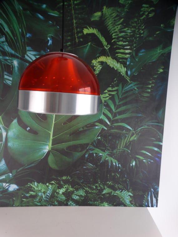 Lebber vintage® -Vintage Dijkstra pendant lamp 1970s. Beautiful lamp in orange with aluminum.