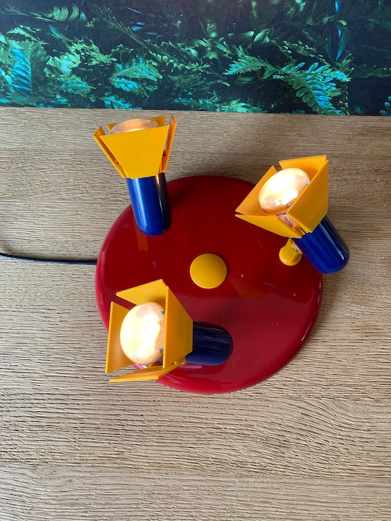 Lebber vintage® - Memphis Milano style ceiling lamp, 80s, Massive basic colours